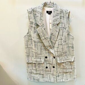 Anthropologie Maeve Women’s Green, Black & White Tweed Vest New With Tags